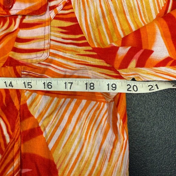 VTG Company Collection Womens Linen Blend Button-Up Shirt Tropical Size PL - Picture 3 of 7